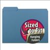 Interior File Folders, 1/3-Cut Tabs: Assorted, Letter Size, 0.75" Expansion, Blue, 100/Box1