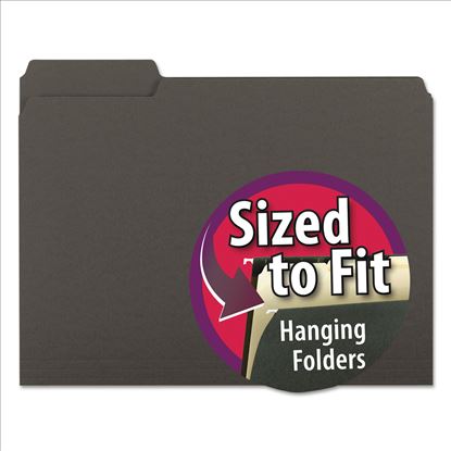 Interior File Folders, 1/3-Cut Tabs: Assorted, Letter Size, 0.75" Expansion, Black/Gray, 100/Box1