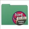 Interior File Folders, 1/3-Cut Tabs: Assorted, Letter Size, 0.75" Expansion, Green, 100/Box1