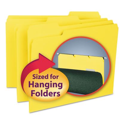 Interior File Folders, 1/3-Cut Tabs, Letter Size, Yellow, 100/Box1