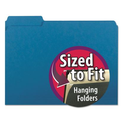 Interior File Folders, 1/3-Cut Tabs: Assorted, Letter Size, 0.75" Expansion, Sky Blue, 100/Box1