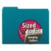 Interior File Folders, 1/3-Cut Tabs: Assorted, Letter Size, 0.75" Expansion, Teal, 100/Box1