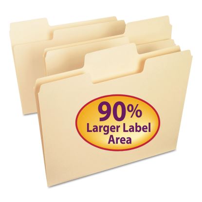 SuperTab Top Tab File Folders, 1/3-Cut Tabs: Assorted, Letter Size, 0.75" Expansion, 11-pt Manila, 100/Box1