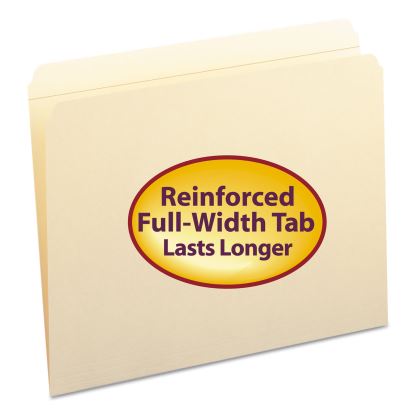 Reinforced Tab Manila File Folders, Straight Tabs, Letter Size, 0.75" Expansion, 11-pt Manila, 100/Box1