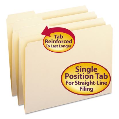 Reinforced Tab Manila File Folders, 1/3-Cut Tabs: Left Position, Letter Size, 0.75" Expansion, 11-pt Manila, 100/Box1