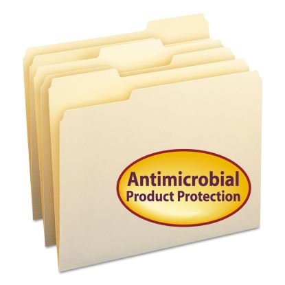 Top Tab File Folders with Antimicrobial Product Protection, 1/3-Cut Tabs, Letter Size, Manila, 100/Box1