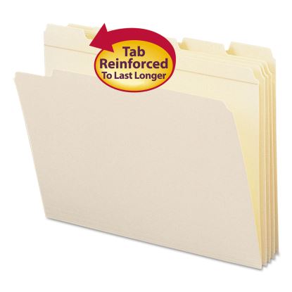 Reinforced Tab Manila File Folders, 1/5-Cut Tabs: Assorted, Letter Size, 0.75" Expansion, 11-pt Manila, 100/Box1