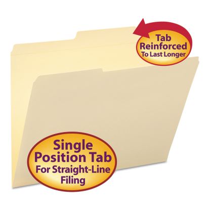 Reinforced Guide Height File Folders, 2/5-Cut Tabs: Right of Center Position, Letter Size, 0.75" Expansion, Manila, 100/Box1