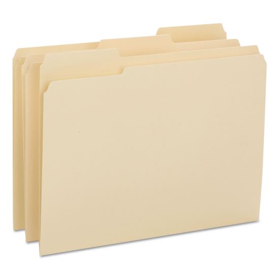 Reinforced Tab Manila File Folders, 1/3-Cut Tabs: Assorted, Letter Size, 0.75" Expansion, 14-pt Manila, 100/Box1