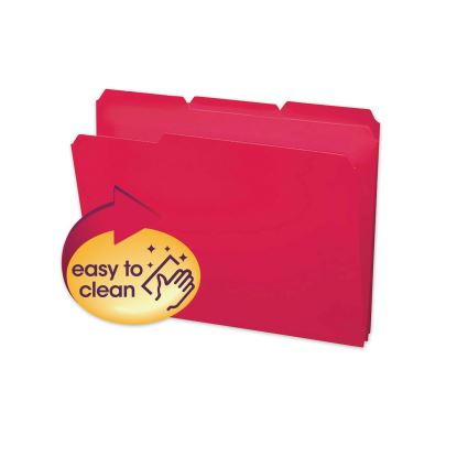 Top Tab Poly Colored File Folders, 1/3-Cut Tabs: Assorted, Letter Size, 0.75" Expansion, Red, 24/Box1