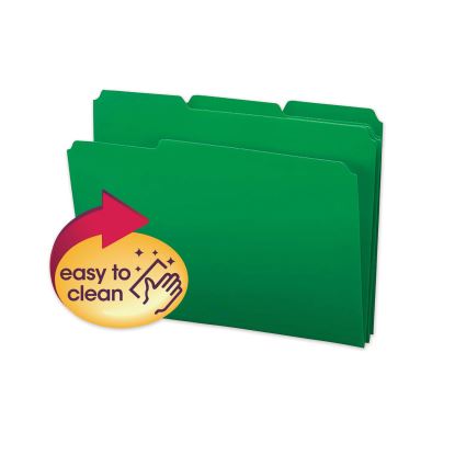 Top Tab Poly Colored File Folders, 1/3-Cut Tabs: Assorted, Letter Size, 0.75" Expansion, Green, 24/Box1