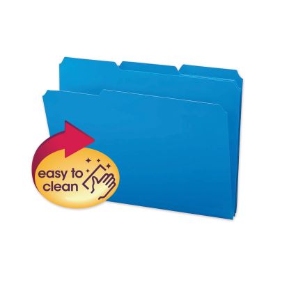 Top Tab Poly Colored File Folders, 1/3-Cut Tabs: Assorted, Letter Size, 0.75" Expansion, Blue, 24/Box1