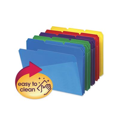 Poly Colored File Folders With Slash Pocket, 1/3-Cut Tabs: Assorted, Letter Size, 0.75" Expansion, Assorted Colors, 30/Box1