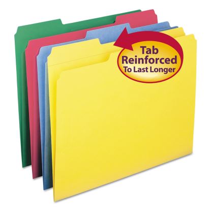 Reinforced Top Tab Colored File Folders, 1/3-Cut Tabs: Assorted, Letter Size, 0.75" Expansion, Assorted Colors, 12/Pack1