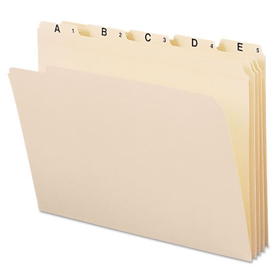 Indexed File Folder Sets, 1/5-Cut Prelabeled Tabs: A to Z, Letter Size, 0.75" Expansion, Manila, 25/Set1