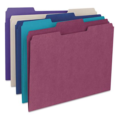 Colored File Folders, 1/3-Cut Tabs: Assorted, Letter Size, 0.75" Expansion, Assorted: Gray/Maroon/Navy/Purple/Teal, 100/Box1