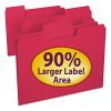 SuperTab Colored File Folders, 1/3-Cut Tabs: Assorted, Letter Size, 0.75" Expansion, 11-pt Stock, Red, 100/Box1