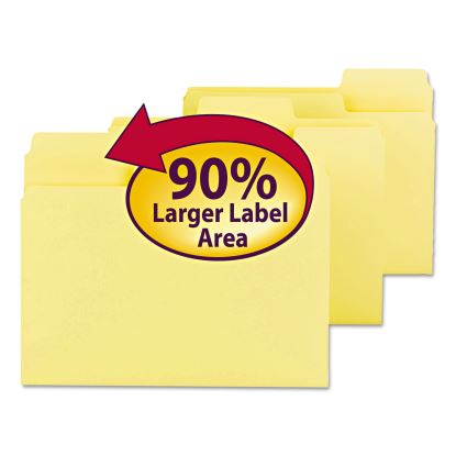 SuperTab Colored File Folders, 1/3-Cut Tabs: Assorted, Letter Size, 0.75" Expansion, 11-pt Stock, Yellow, 100/Box1