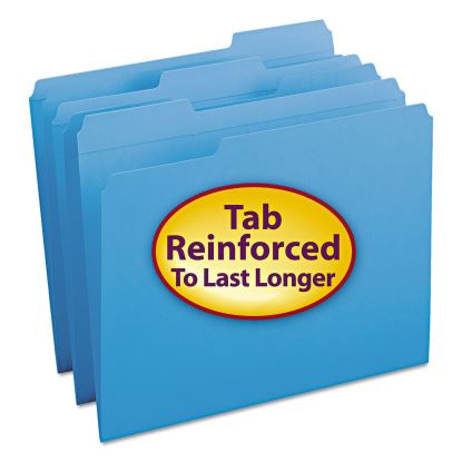 Reinforced Top Tab Colored File Folders, 1/3-Cut Tabs: Assorted, Letter Size, 0.75" Expansion, Blue, 100/Box1