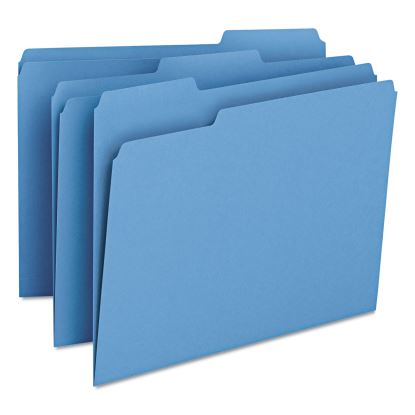 Colored File Folders, 1/3-Cut Tabs: Assorted, Letter Size, 0.75" Expansion, Blue, 100/Box1