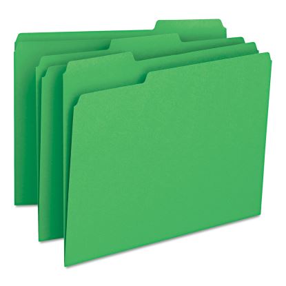 Colored File Folders, 1/3-Cut Tabs: Assorted, Letter Size, 0.75" Expansion, Green, 100/Box1