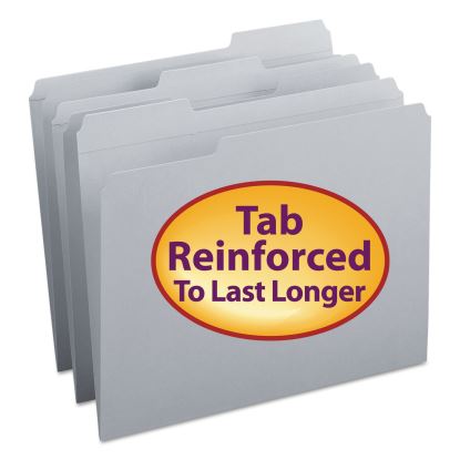 Reinforced Top Tab Colored File Folders, 1/3-Cut Tabs: Assorted, Letter Size, 0.75" Expansion, Gray, 100/Box1