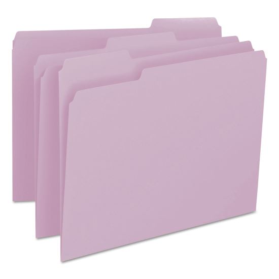 Colored File Folders, 1/3-Cut Tabs: Assorted, Letter Size, 0.75" Expansion, Lavender, 100/Box1