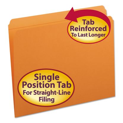 Reinforced Top Tab Colored File Folders, Straight Tabs, Letter Size, 0.75" Expansion, Orange, 100/Box1