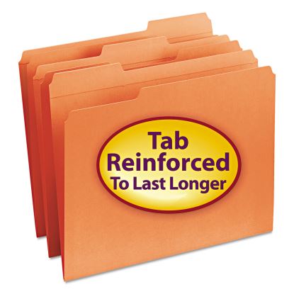 Reinforced Top Tab Colored File Folders, 1/3-Cut Tabs, Letter Size, Orange, 100/Box1