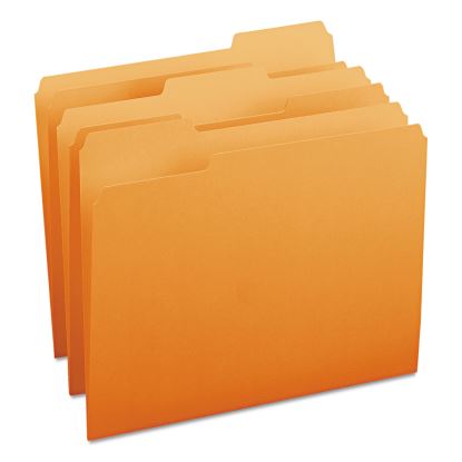 Colored File Folders, 1/3-Cut Tabs: Assorted, Letter Size, 0.75" Expansion, Orange, 100/Box1