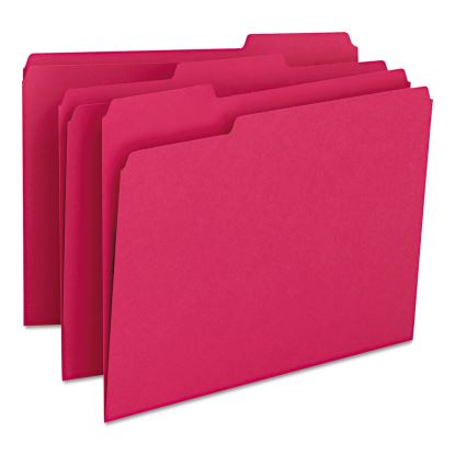 Colored File Folders, 1/3-Cut Tabs: Assorted, Letter Size, 0.75" Expansion, Red, 100/Box1