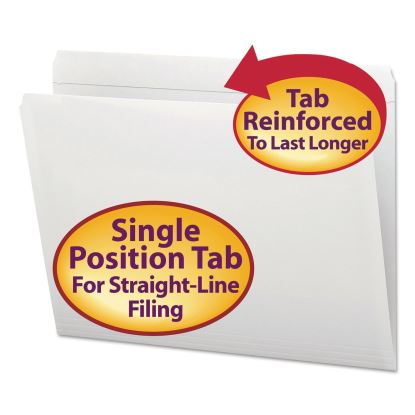 Reinforced Top Tab Colored File Folders, Straight Tabs, Letter Size, 0.75" Expansion, White, 100/Box1