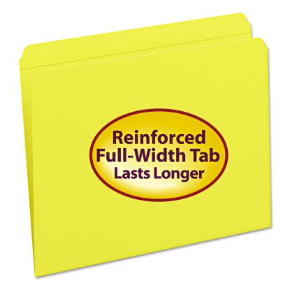 Reinforced Top Tab Colored File Folders, Straight Tab, Letter Size, Yellow, 100/Box1