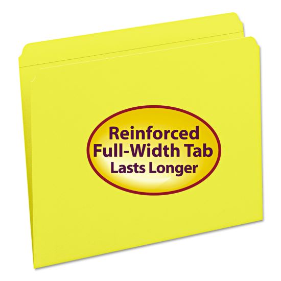 Reinforced Top Tab Colored File Folders, Straight Tabs, Letter Size, 0.75" Expansion, Yellow, 100/Box1