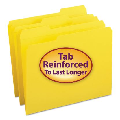 Reinforced Top Tab Colored File Folders, 1/3-Cut Tabs: Assorted, Letter Size, 0.75" Expansion, Yellow, 100/Box1