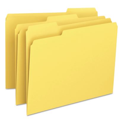 Colored File Folders, 1/3-Cut Tabs: Assorted, Letter Size, 0.75" Expansion, Yellow, 100/Box1