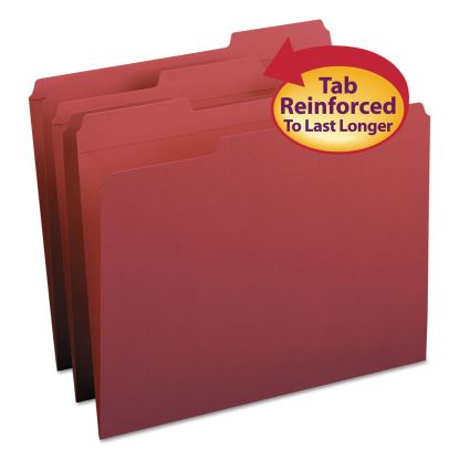 Reinforced Top Tab Colored File Folders, 1/3-Cut Tabs: Assorted, Letter Size, 0.75" Expansion, Maroon, 100/Box1