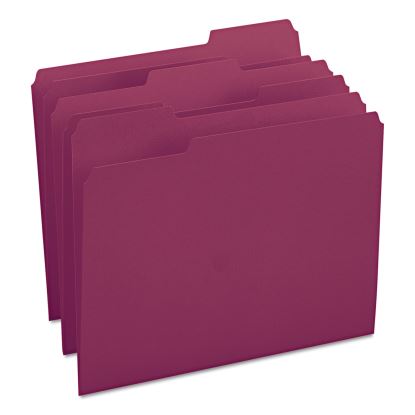 Colored File Folders, 1/3-Cut Tabs: Assorted, Letter Size, 0.75" Expansion, Maroon, 100/Box1