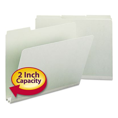 Expanding Recycled Heavy Pressboard Folders, 1/3-Cut Tabs, 2" Expansion, Letter Size, Gray-Green, 25/Box1