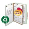 100% Recycled Pressboard Classification Folders, 1 Divider, Letter Size, Gray-Green, 10/Box1