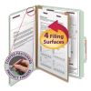 Pressboard Classification Folders with SafeSHIELD Coated Fasteners, 2/5 Cut, 1 Divider, Letter Size, Gray-Green, 10/Box1