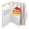 Manila Four- and Six-Section Top Tab Classification Folders, 2 Dividers, Letter Size, Manila, 10/Box1