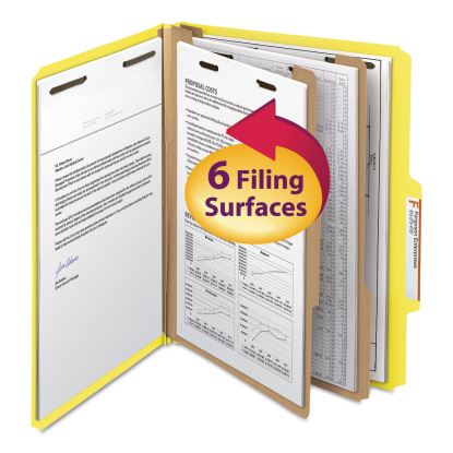 Colored Top Tab Classification Folders, 2 Dividers, Letter Size, Yellow, 10/Box1