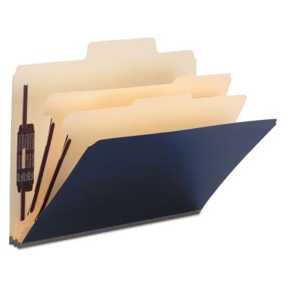 SuperTab Colored Classification Folders, SafeSHIELD Coated Fastener Technology, 2 Dividers, Letter Size, Dark Blue, 10/Box1