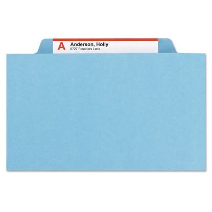 Six-Section Pressboard Top Tab Classification Folders with SafeSHIELD Fasteners, 2 Dividers, Letter Size, Blue, 10/Box1