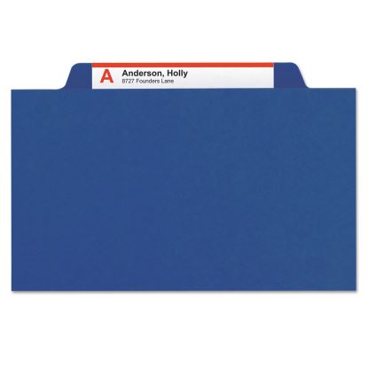 Six-Section Pressboard Top Tab Classification Folders with SafeSHIELD Fasteners, 2 Dividers, Letter Size, Dark Blue, 10/Box1
