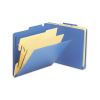 Six-Section Poly Classification Folders, 2 Dividers, Letter Size, Blue, 10/Box2