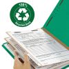 100% Recycled Pressboard Classification Folders, 2 Dividers, Letter Size, Green, 10/Box2