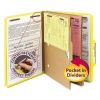 6-Section Pressboard Top Tab Pocket-Style Classification Folders with SafeSHIELD Fasteners, 2 Dividers, Letter, Yellow, 10/BX1