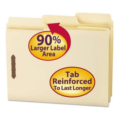 SuperTab Reinforced Guide Height 2-Fastener Folders, 1/3-Cut Tabs, Letter Size, 11 pt. Manila, 50/Box1